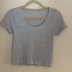 Gypsy & Jade Textured Scoop Neck Short Sleeve Top, Size S/M, Light Blue
